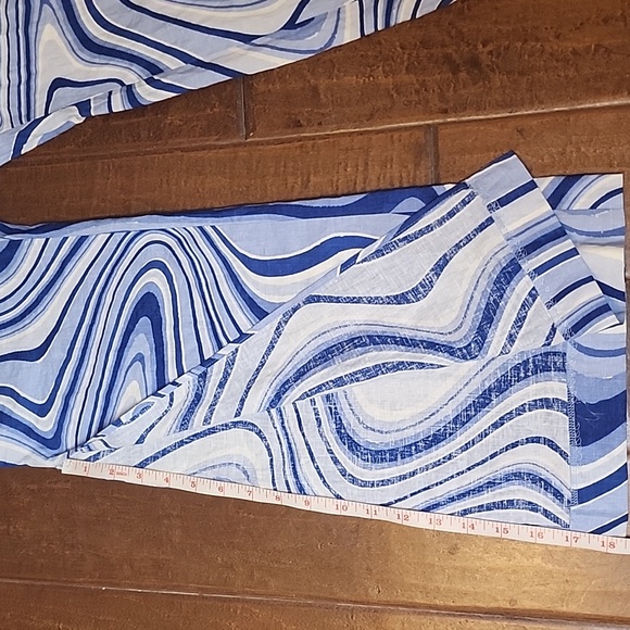 Zara Blue White High Waist Flare Slit Leg Pants Groovy Disco Linen - Picture 12 of 12